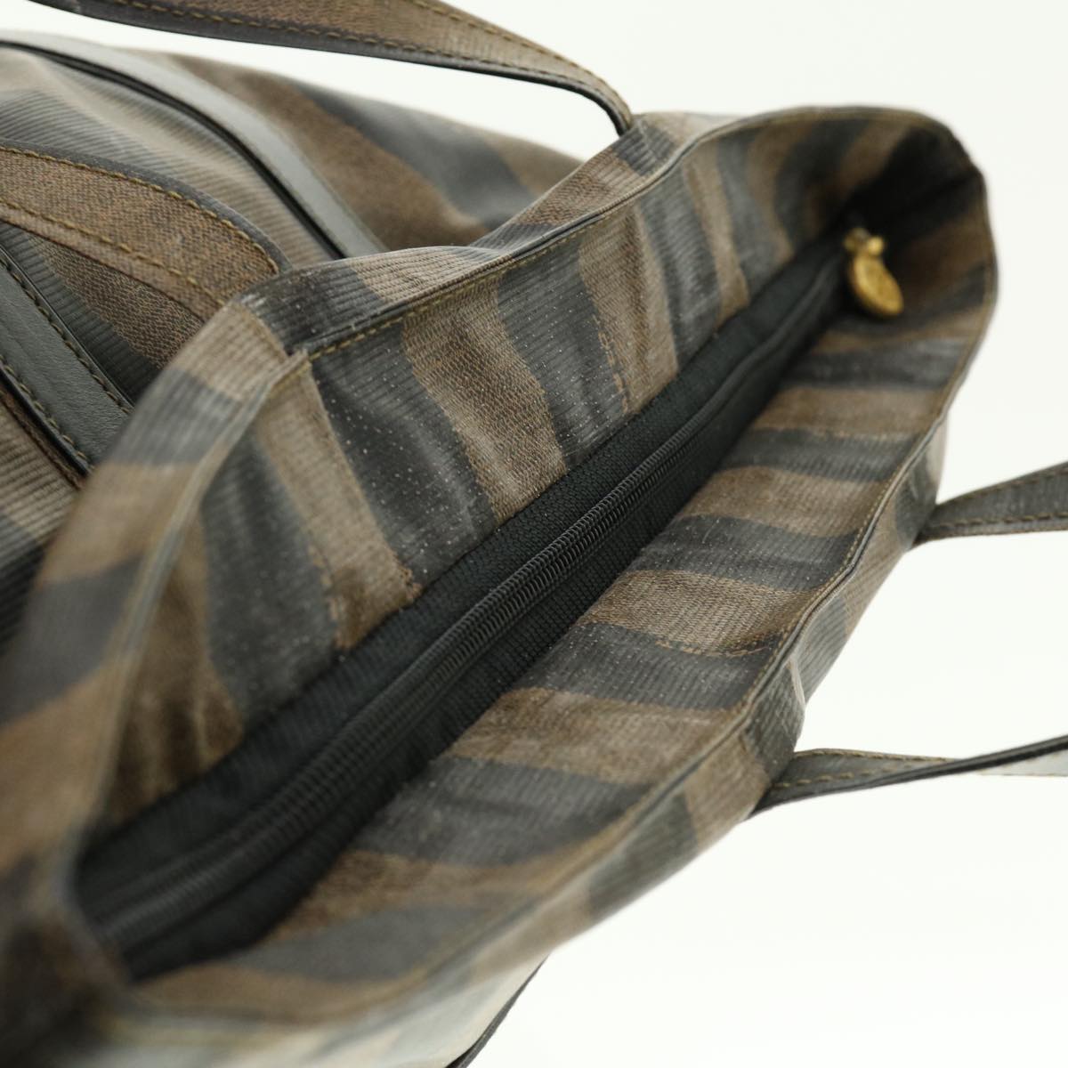 FENDI Pecan Canvas Tote Bag Brown Black bs4792