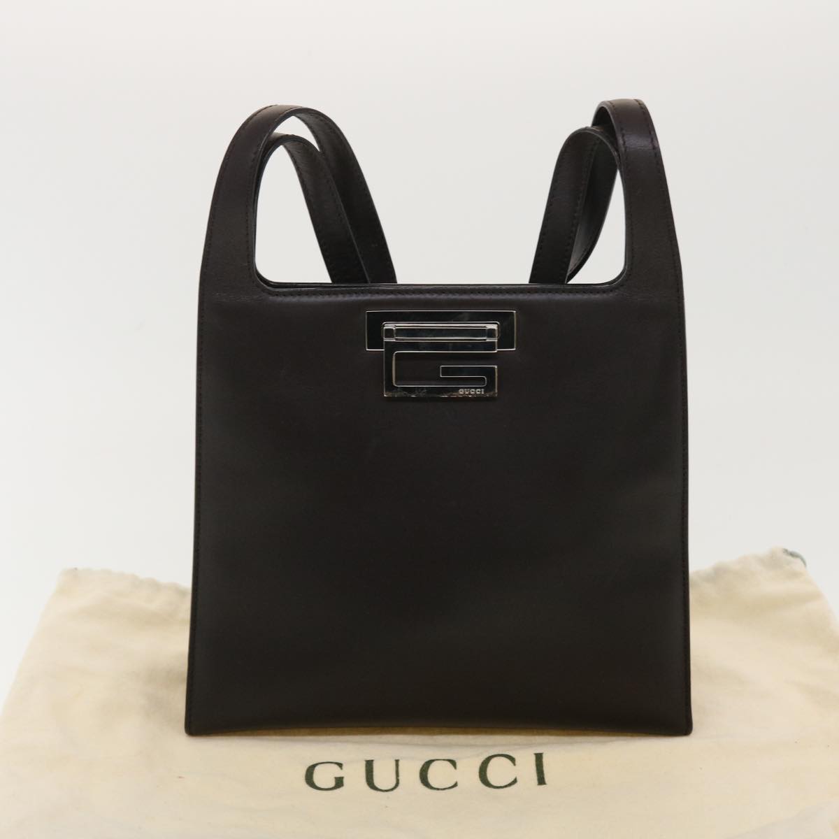 GUCCI Shoulder Bag Leather Brown 001-3043-002113 bs4814