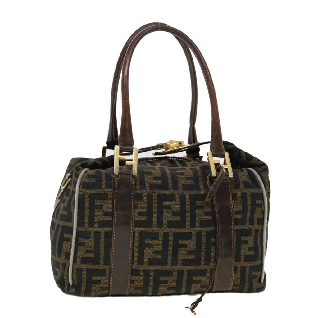 FENDI Zucca Canvas Hand Bag Black Brown bs4840