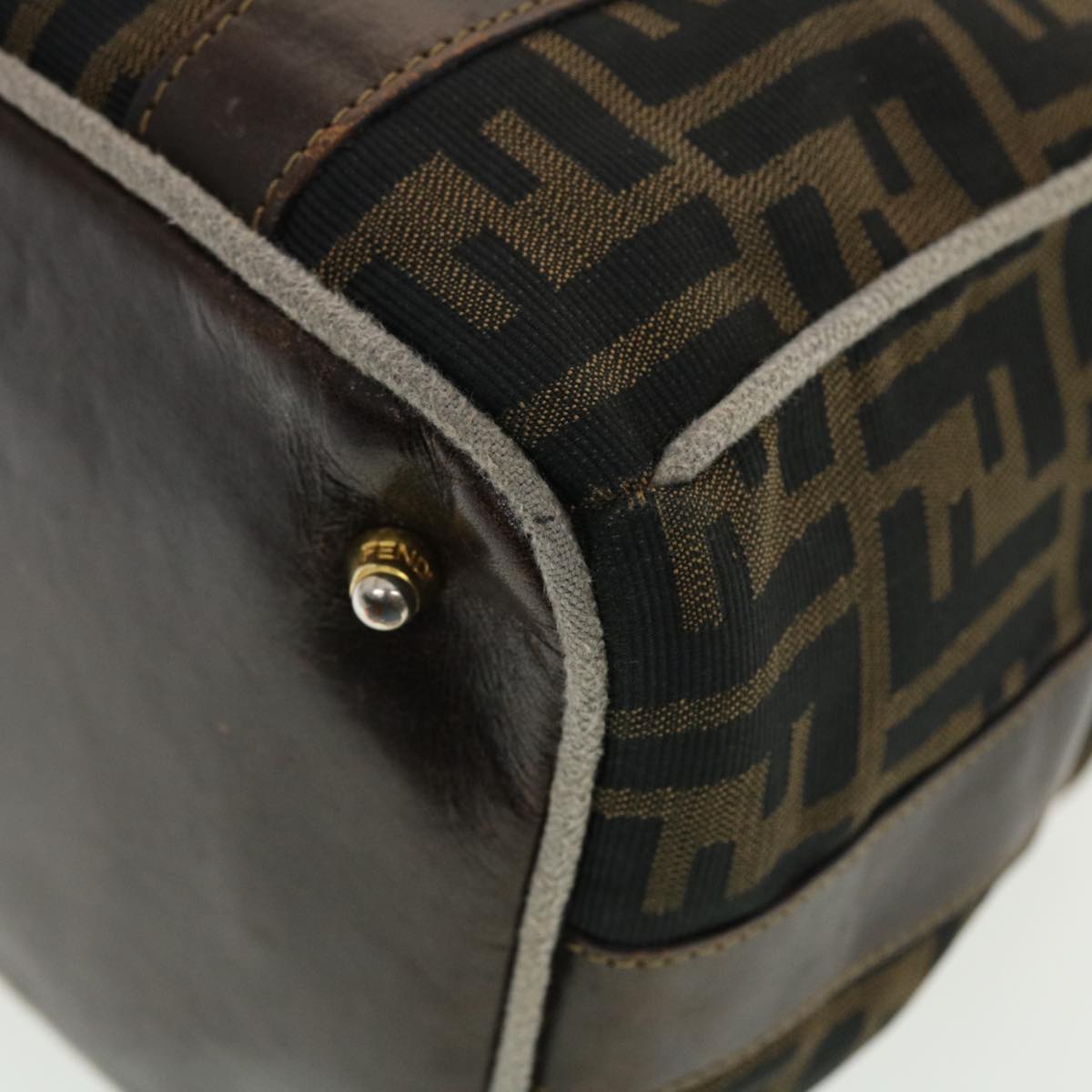 FENDI Zucca Canvas Hand Bag Black Brown bs4840