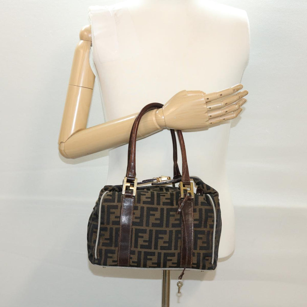 FENDI Zucca Canvas Hand Bag Black Brown bs4840