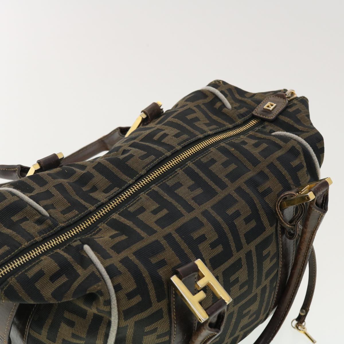 FENDI Zucca Canvas Hand Bag Black Brown bs4840