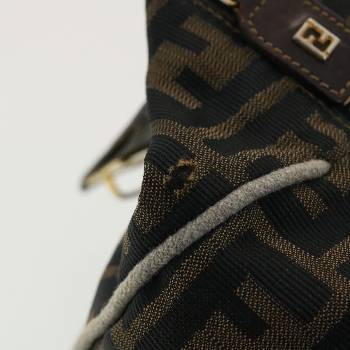 FENDI Zucca Canvas Hand Bag Black Brown bs4840