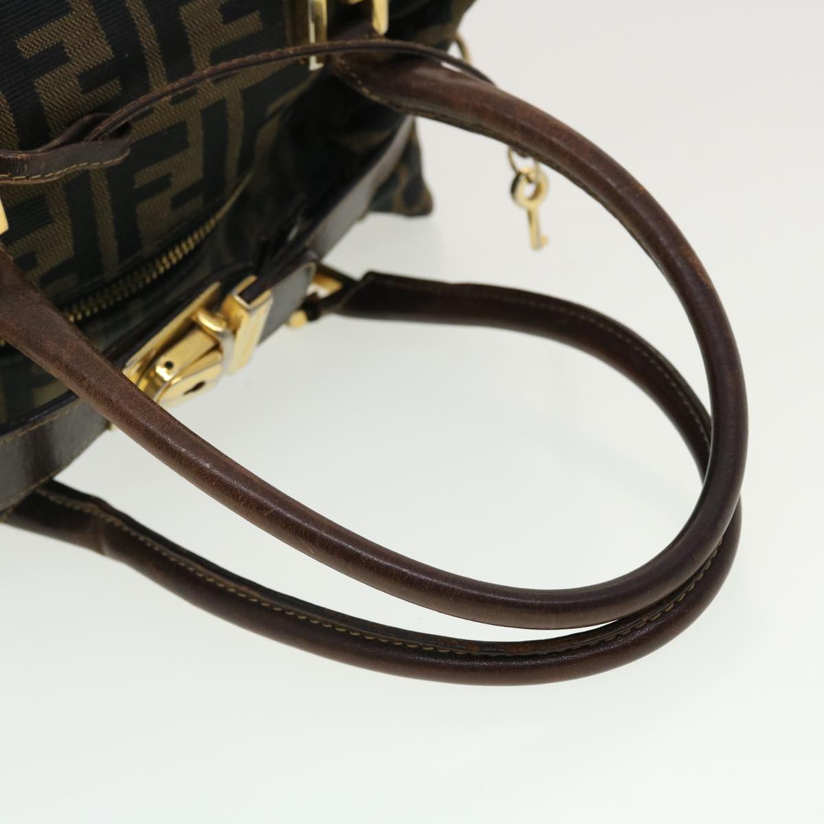 FENDI Zucca Canvas Hand Bag Black Brown bs4840