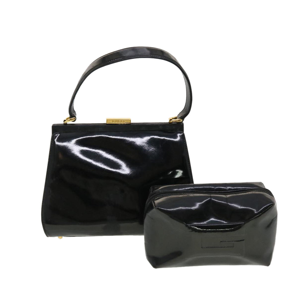 GUCCI Pouch Hand Bag Patent 2Set Black bs4845