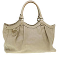 GUCCI Gucci Shima GG Tote Bag Leather Beige 211944 bs4876