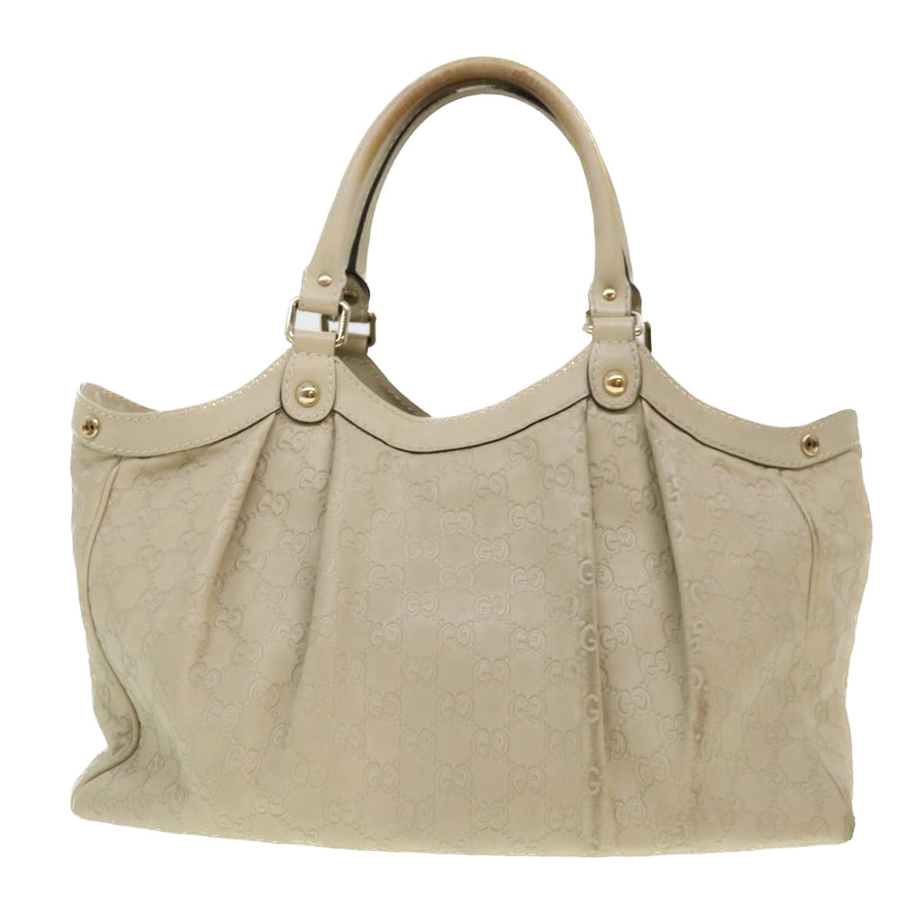 GUCCI Gucci Shima GG Tote Bag Leather Beige 211944 bs4876