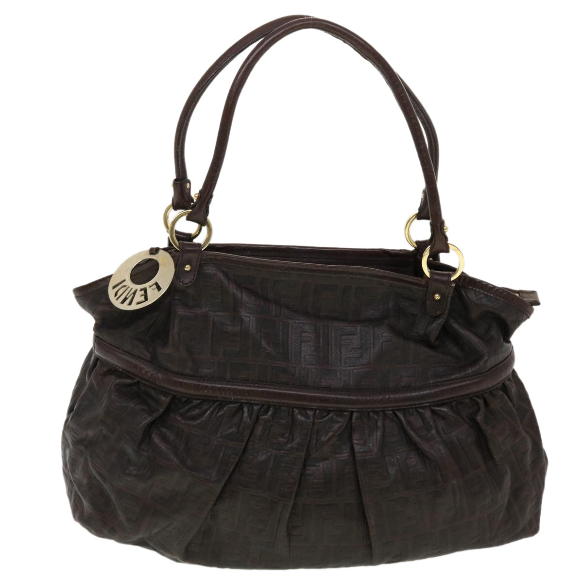 FENDI Zucca Canvas Shoulder Bag Brown bs4889