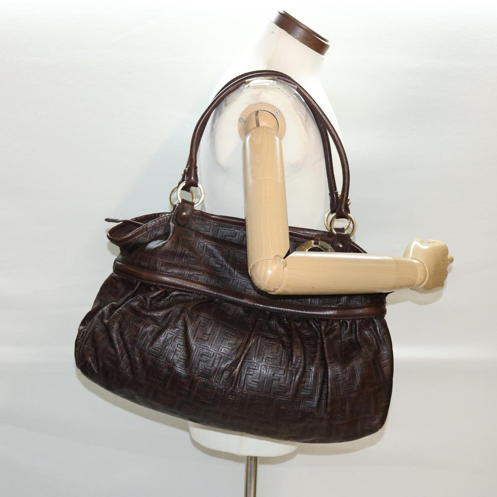 FENDI Zucca Canvas Shoulder Bag Brown bs4889