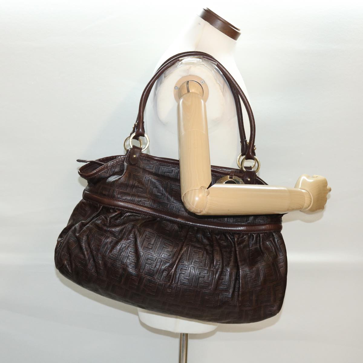 FENDI Zucca Canvas Shoulder Bag Brown bs4889