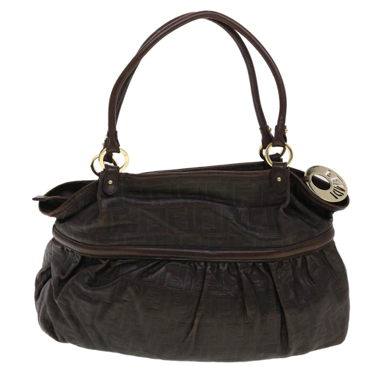FENDI Zucca Canvas Shoulder Bag Brown bs4889