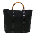 GUCCI Bamboo Tote Bag Nylon Black bs4991