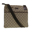 GUCCI GG Canvas Shoulder Bag PVC Leather Beige Dark Brown 141626 bs5003