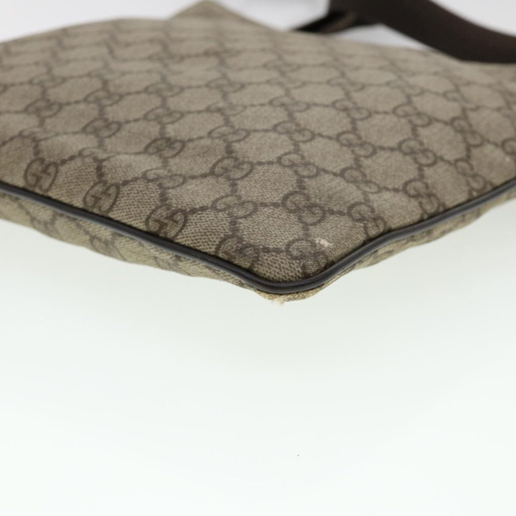 GUCCI GG Canvas Shoulder Bag PVC Leather Beige Dark Brown 141626 bs5003