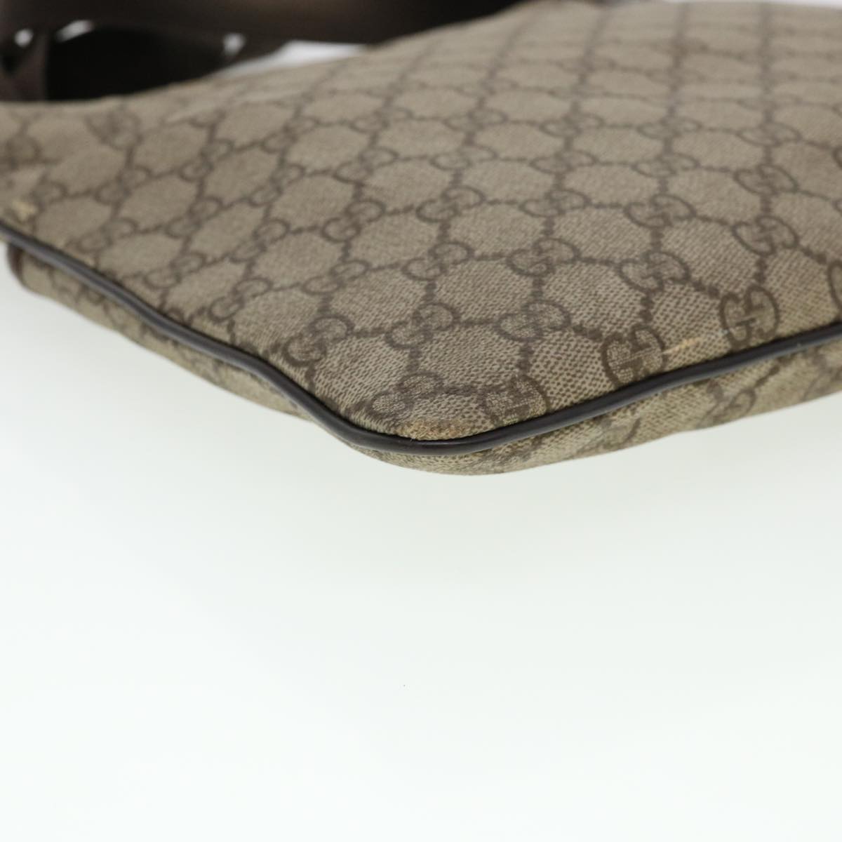 GUCCI GG Canvas Shoulder Bag PVC Leather Beige Dark Brown 141626 bs5003