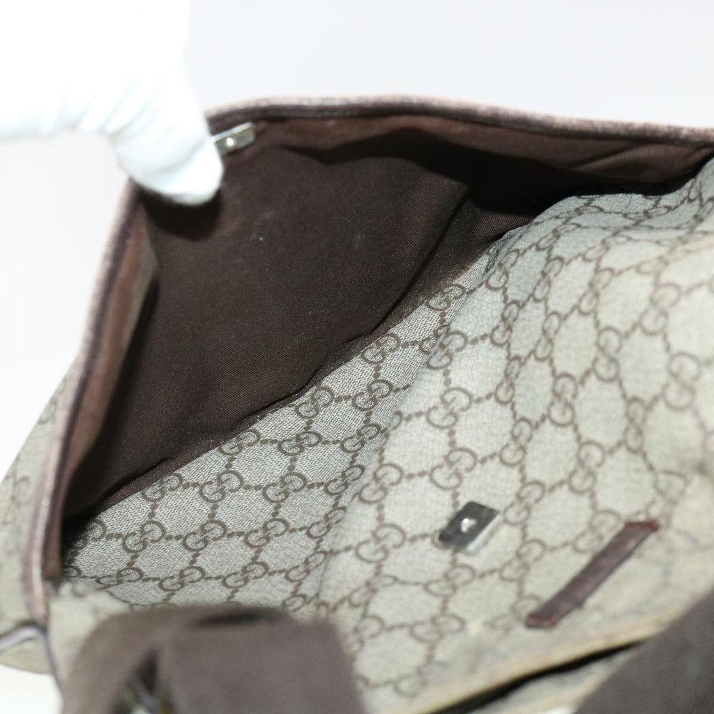 GUCCI GG Canvas Shoulder Bag PVC Leather Beige Dark Brown 141626 bs5003
