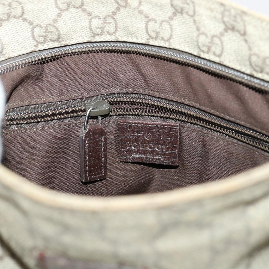 GUCCI GG Canvas Shoulder Bag PVC Leather Beige Dark Brown 141626 bs5003