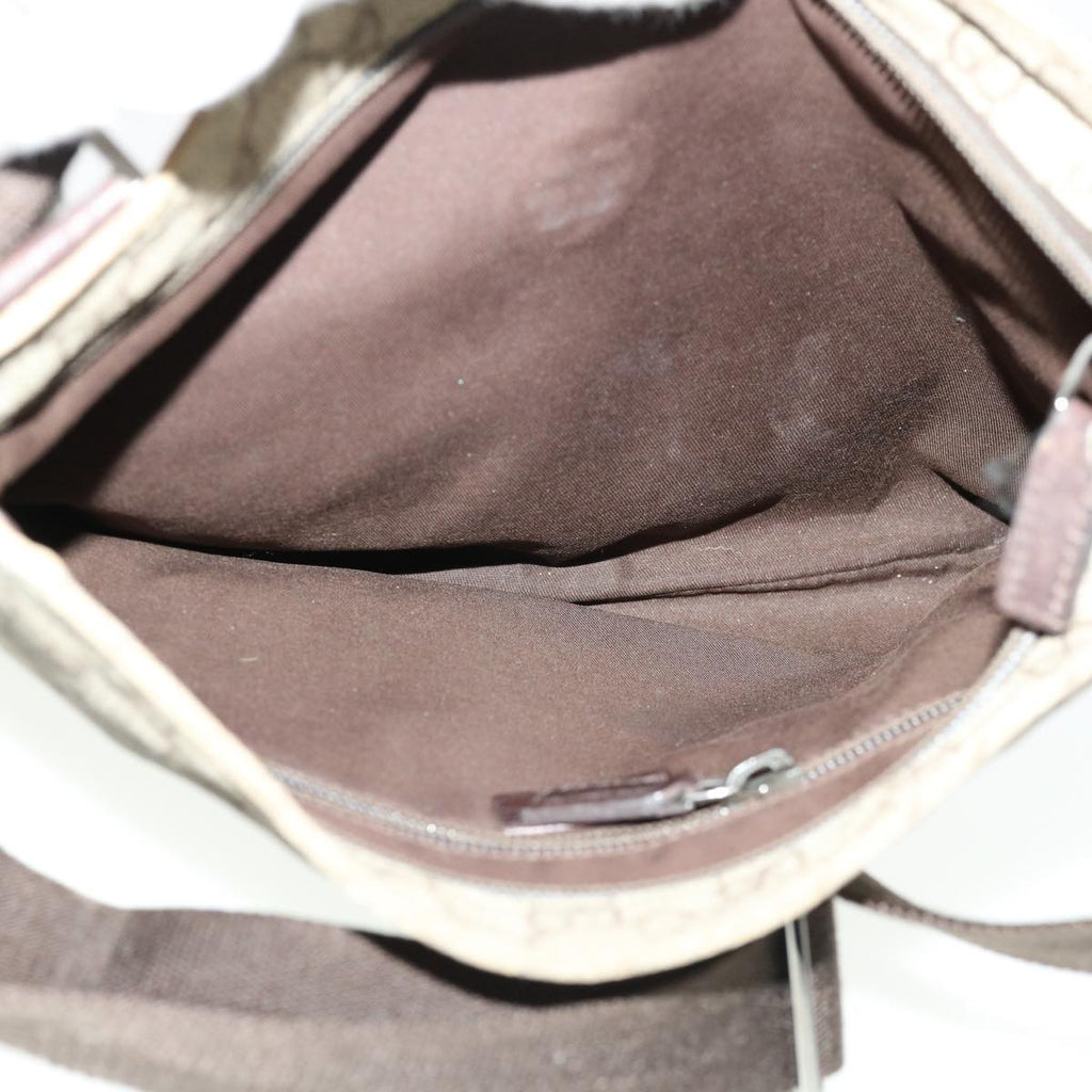 GUCCI GG Canvas Shoulder Bag PVC Leather Beige Dark Brown 141626 bs5003