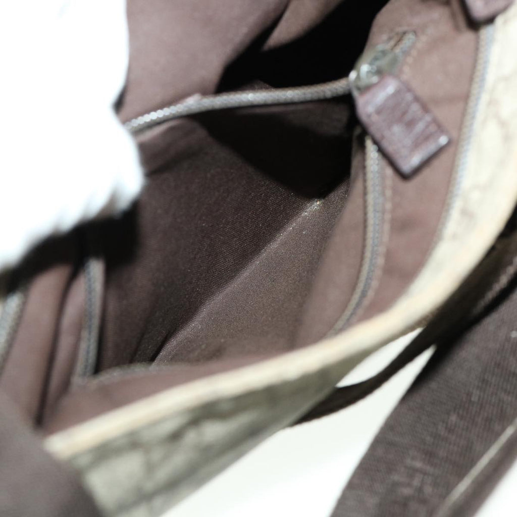 GUCCI GG Canvas Shoulder Bag PVC Leather Beige Dark Brown 141626 bs5003