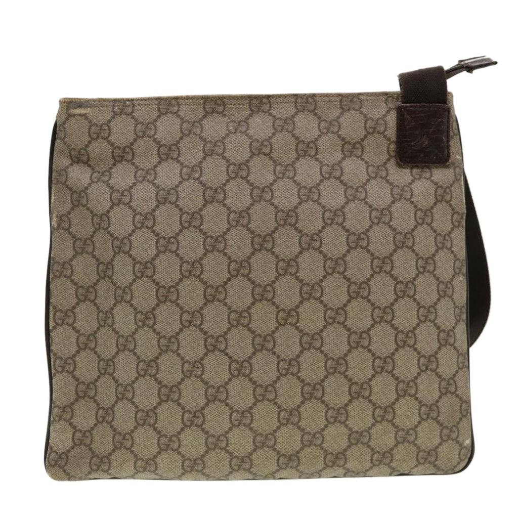 GUCCI GG Canvas Shoulder Bag PVC Leather Beige Dark Brown 141626 bs5003