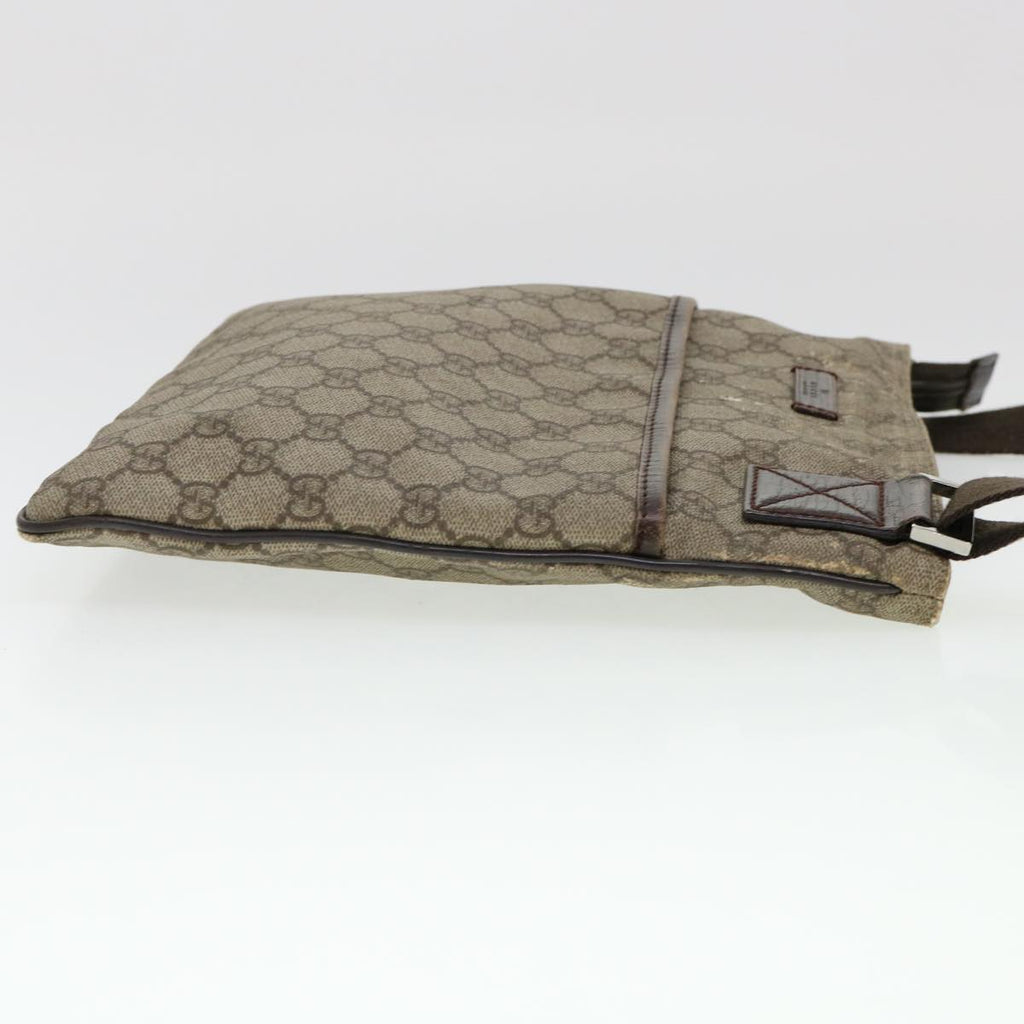 GUCCI GG Canvas Shoulder Bag PVC Leather Beige Dark Brown 141626 bs5003