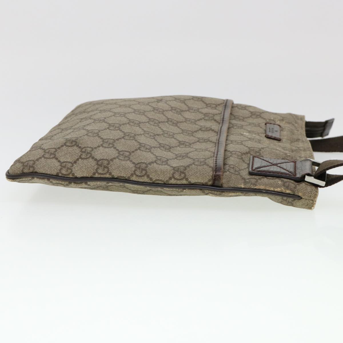 GUCCI GG Canvas Shoulder Bag PVC Leather Beige Dark Brown 141626 bs5003