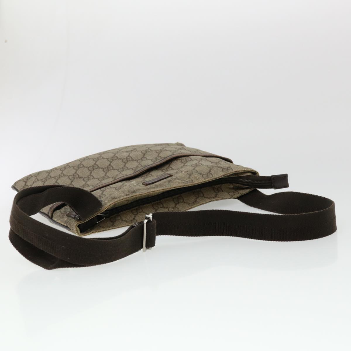 GUCCI GG Canvas Shoulder Bag PVC Leather Beige Dark Brown 141626 bs5003