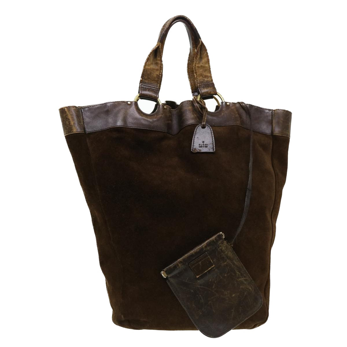 GUCCI Hand Bag Suede Brown 95374 bs5004