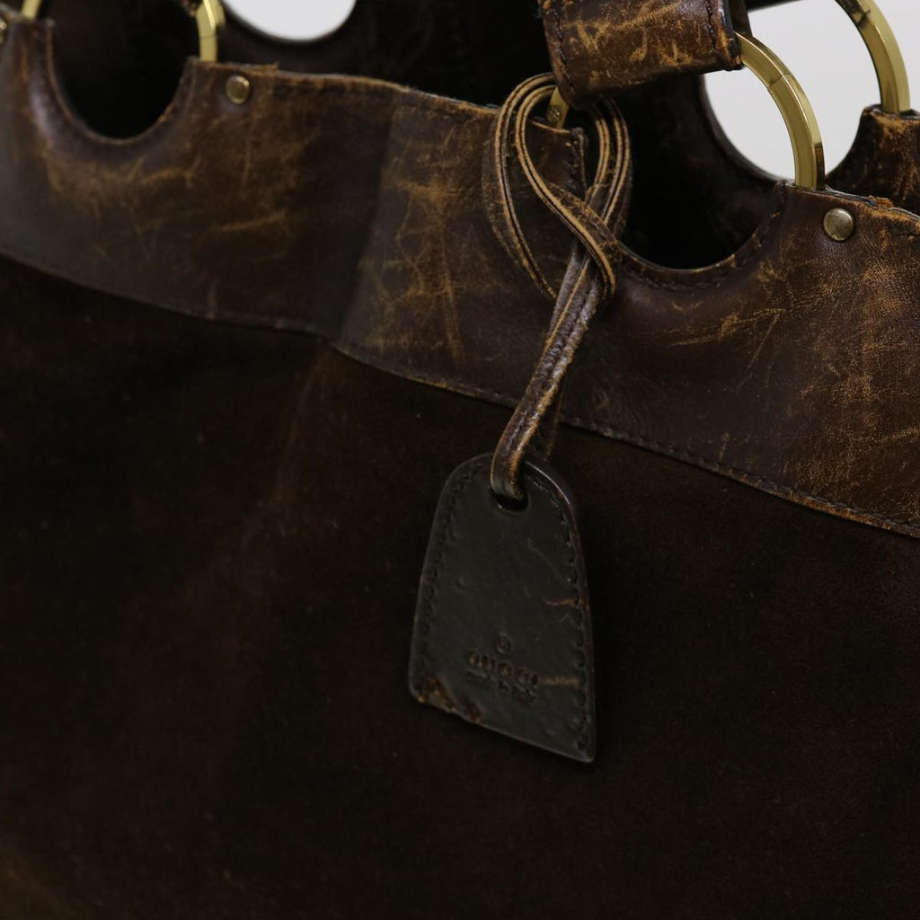GUCCI Hand Bag Suede Brown 95374 bs5004
