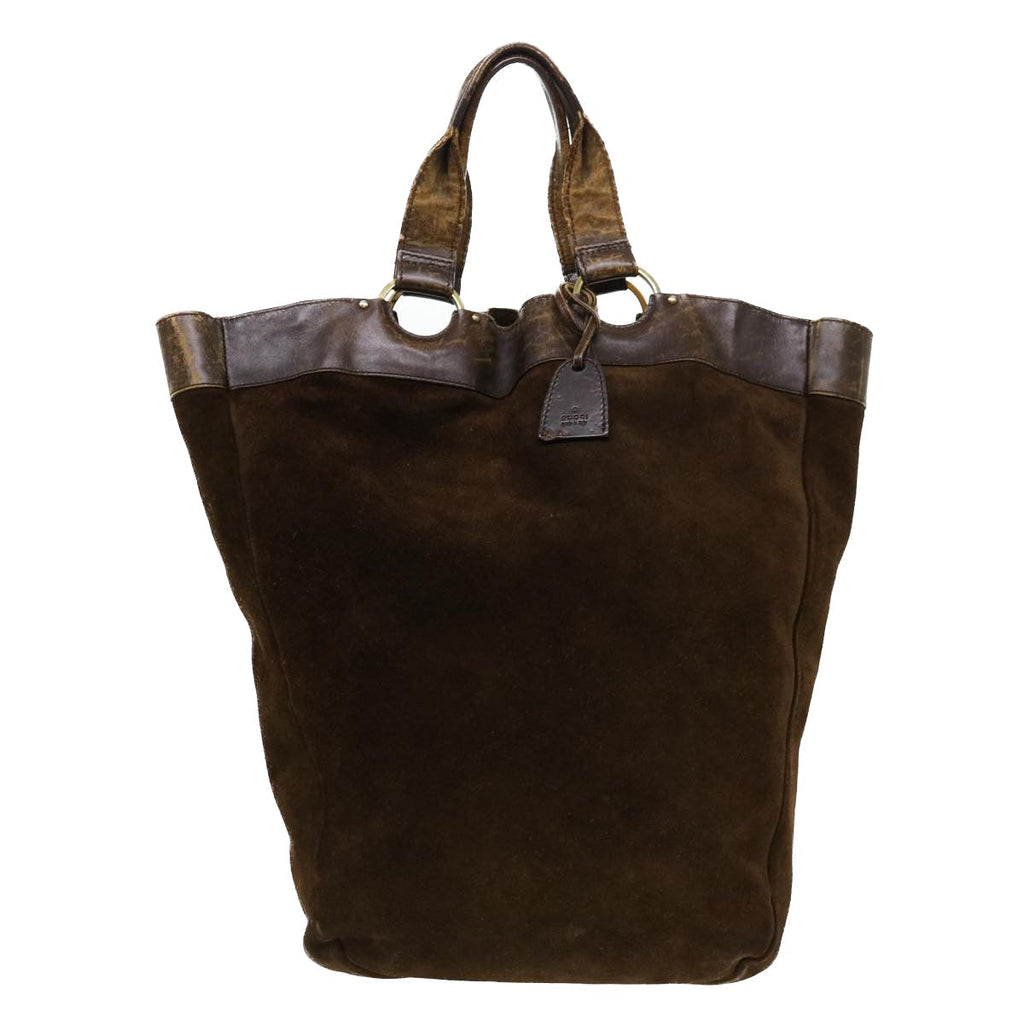 GUCCI Hand Bag Suede Brown 95374 bs5004