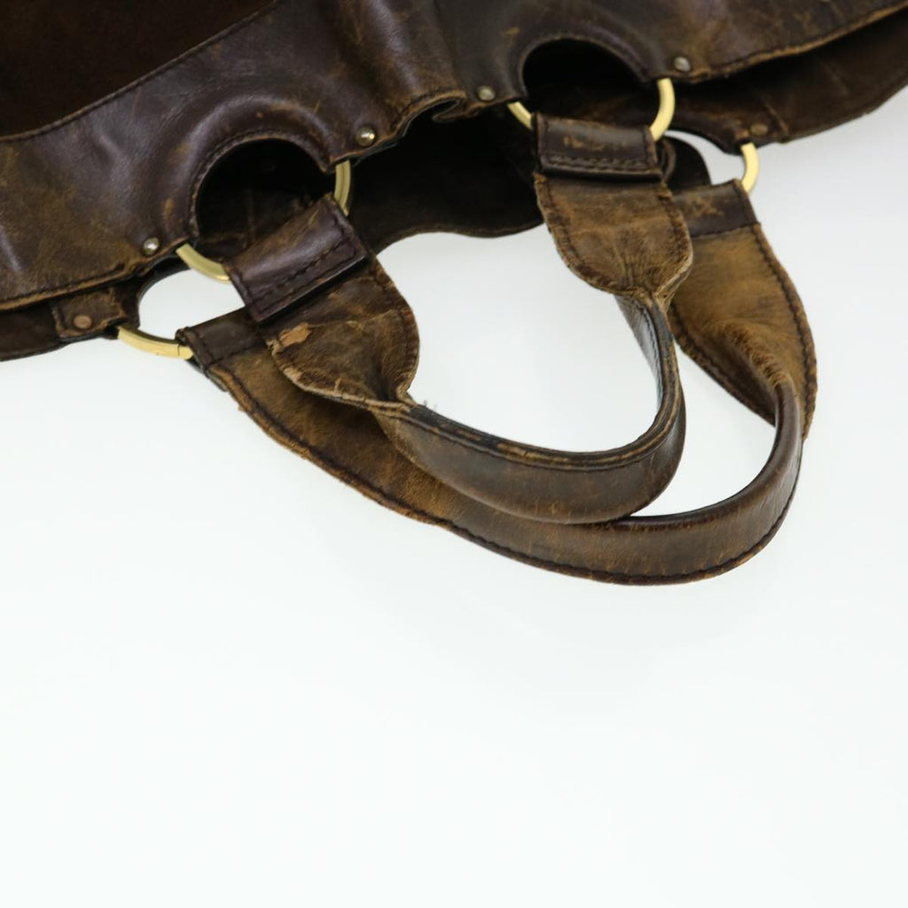 GUCCI Hand Bag Suede Brown 95374 bs5004