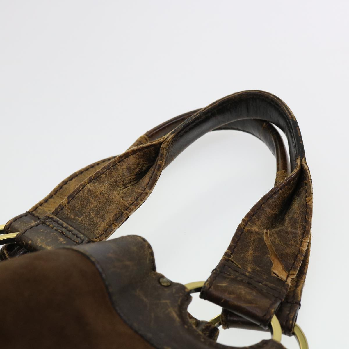 GUCCI Hand Bag Suede Brown 95374 bs5004