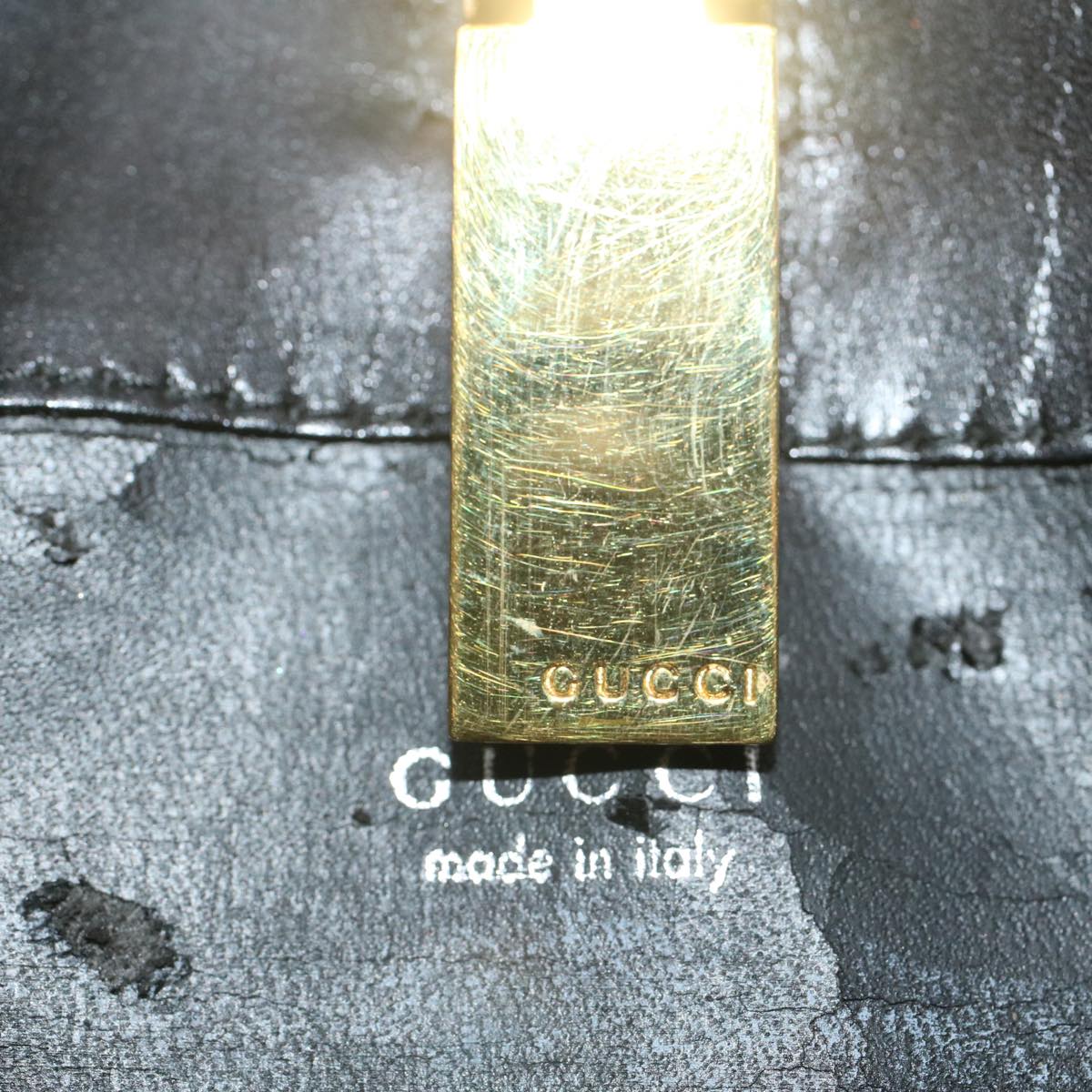 GUCCI Hand Bag Leather Black bs5043