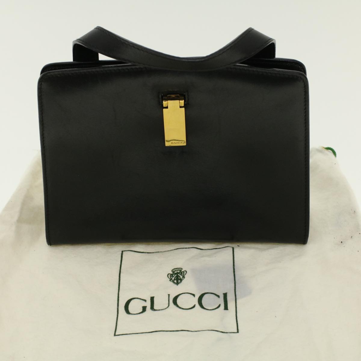 GUCCI Hand Bag Leather Black bs5043