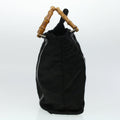 GUCCI Bamboo Hand Bag Nylon Black bs5044