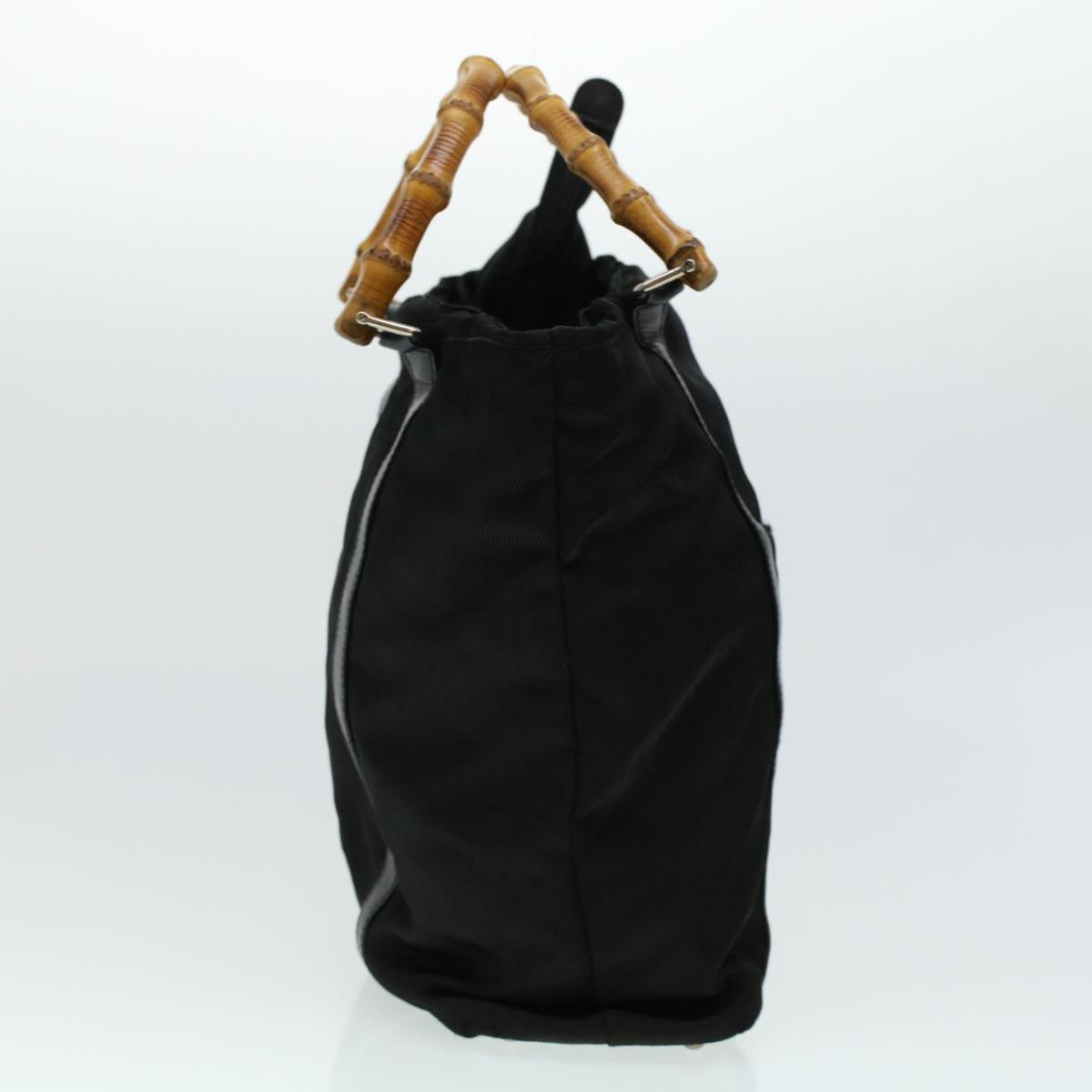 GUCCI Bamboo Hand Bag Nylon Black bs5044