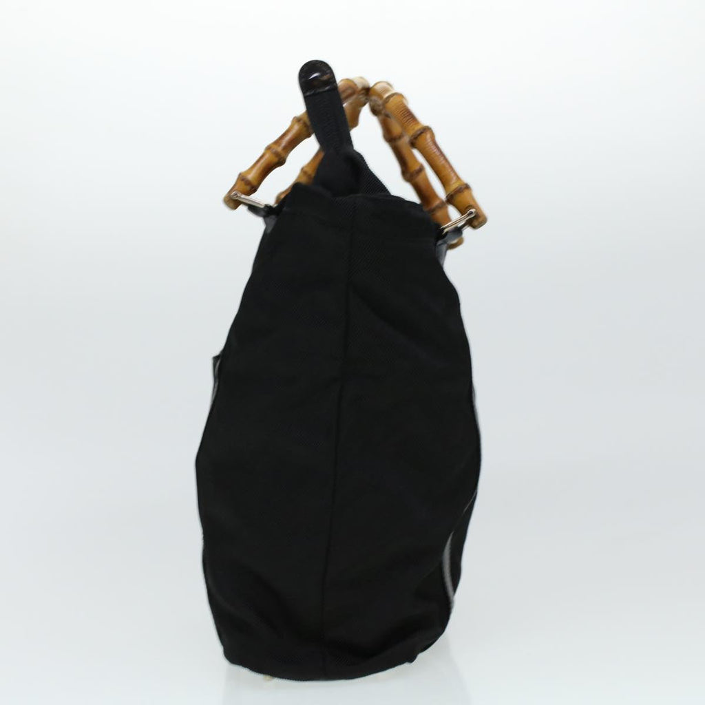 GUCCI Bamboo Hand Bag Nylon Black bs5044