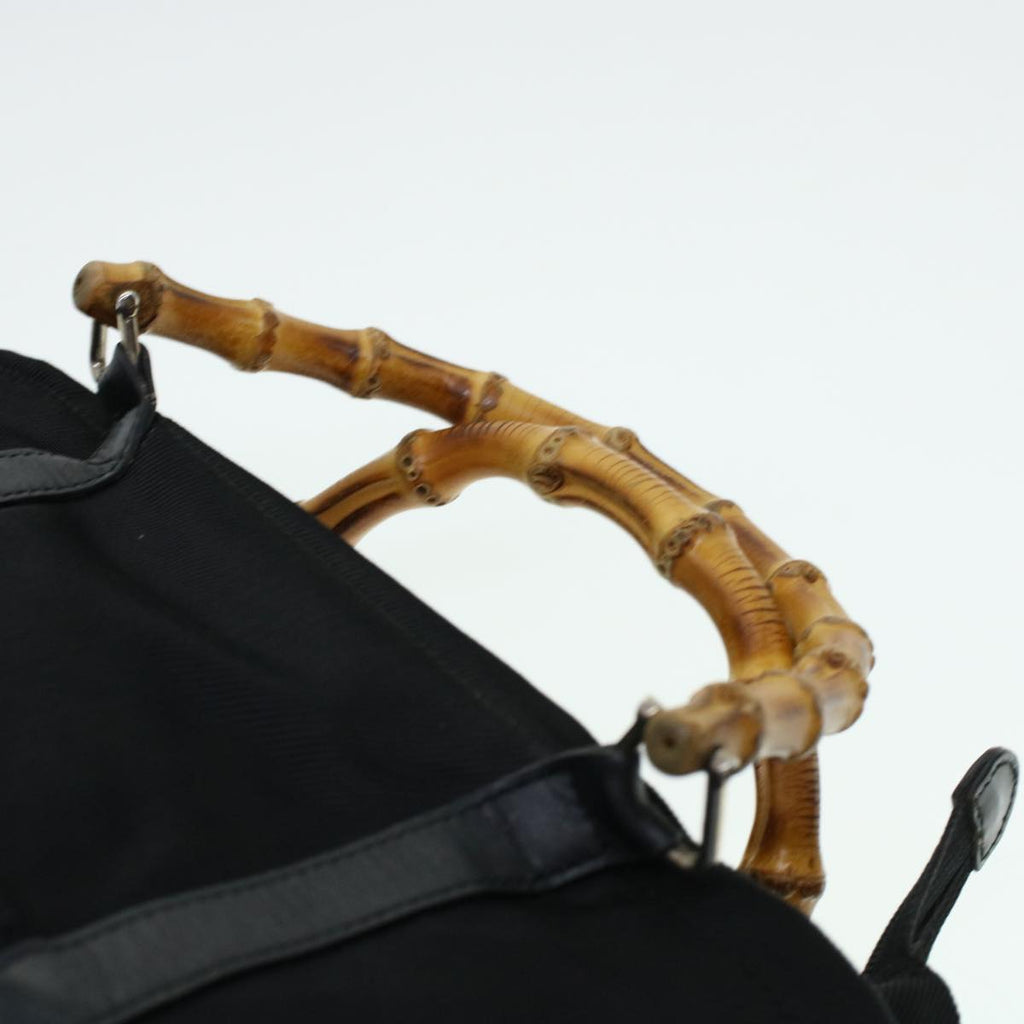 GUCCI Bamboo Hand Bag Nylon Black bs5044