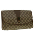 GUCCI GG Canvas Web Sherry Line Clutch Bag Beige Red Green 8901031 bs5120