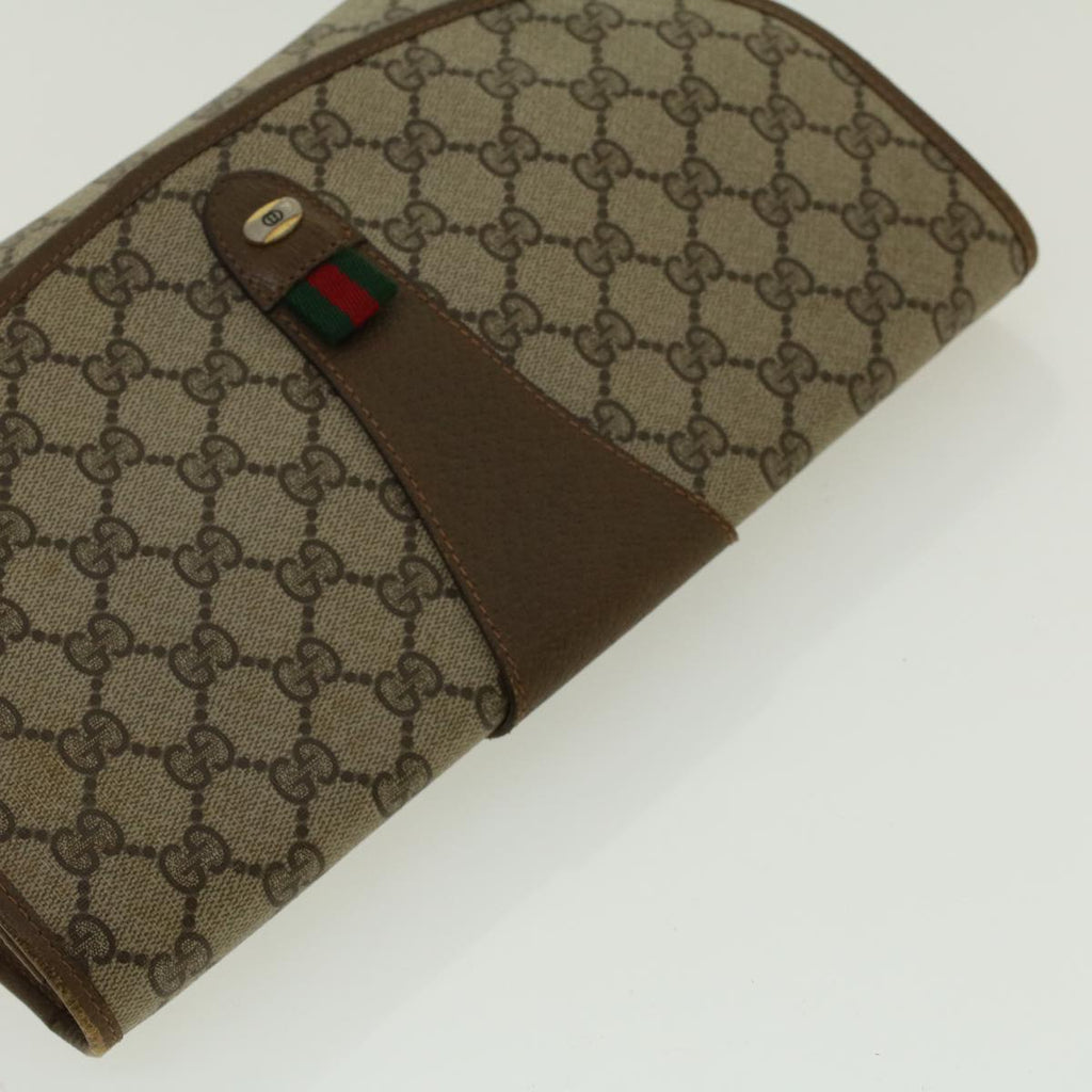GUCCI GG Canvas Web Sherry Line Clutch Bag Beige Red Green 8901031 bs5120