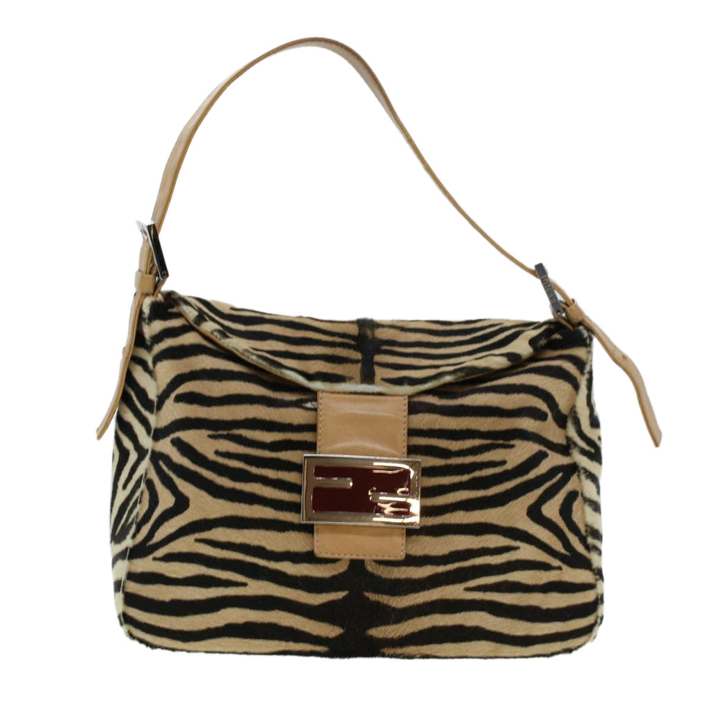 FENDI Mamma Baguette Shoulder Bag Harako leather Beige bs5121
