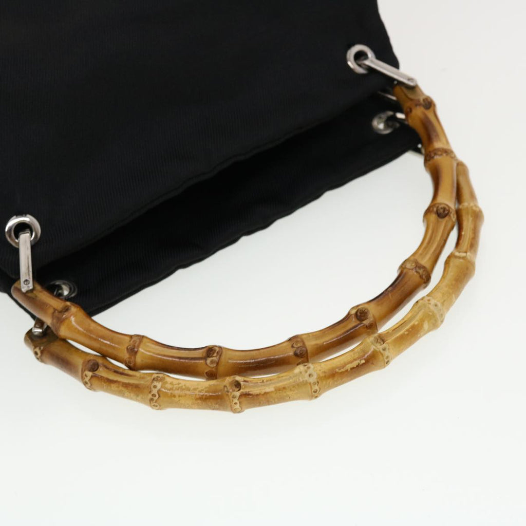 GUCCI Bamboo Hand Bag Nylon Black 000 1014 0575 bs5214