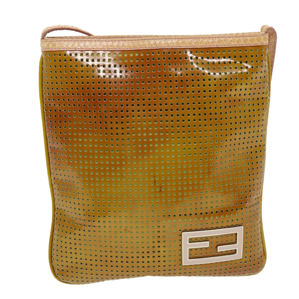 FENDI Shoulder Bag Patent leather Khaki 2813-26734-008 bs5265