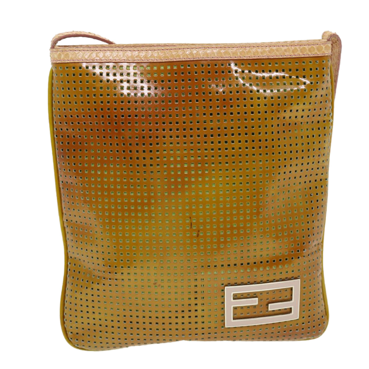 FENDI Shoulder Bag Patent leather Khaki 2813-26734-008 bs5265