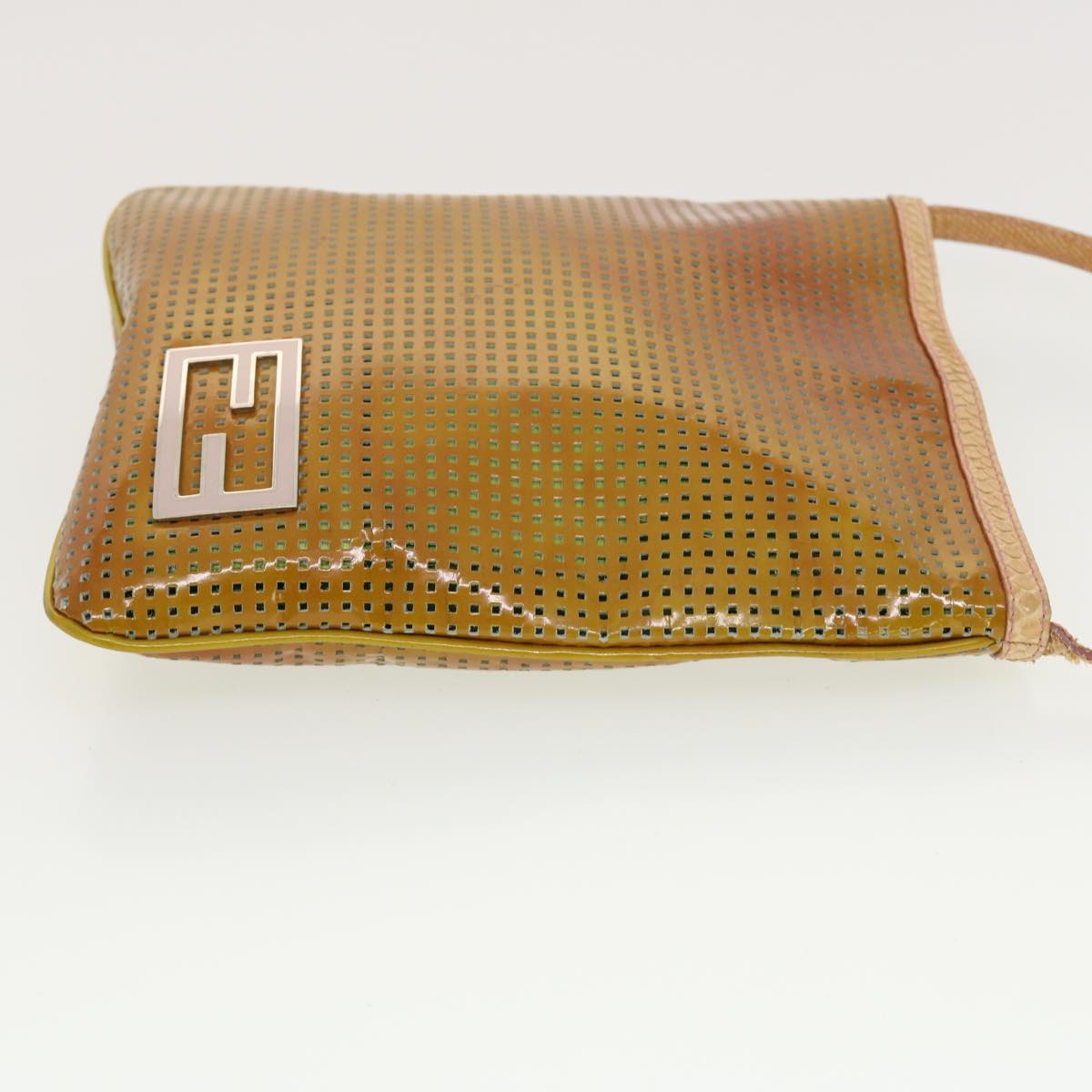 FENDI Shoulder Bag Patent leather Khaki 2813-26734-008 bs5265