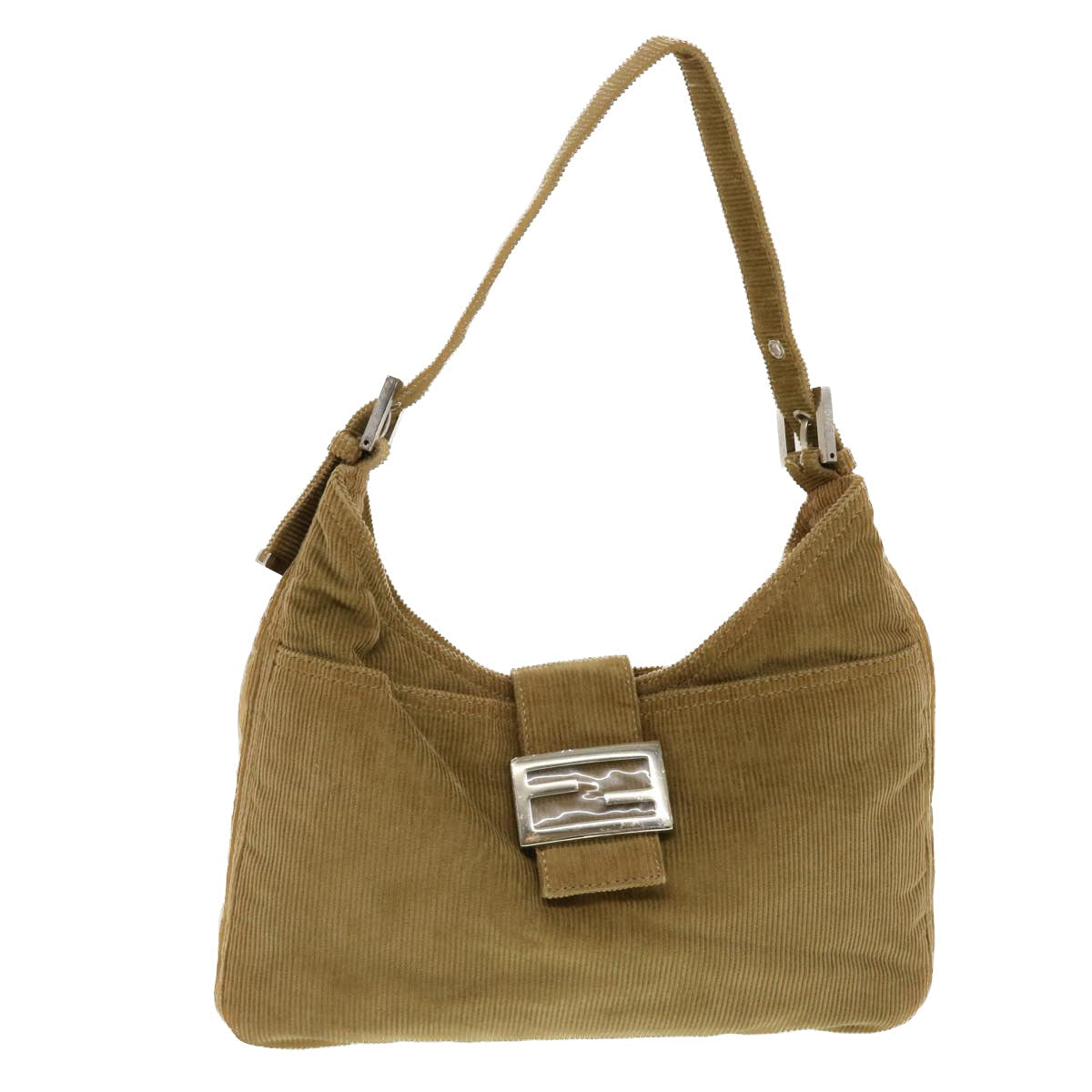 FENDI Mamma Baguette Shoulder Bag Corduroy Brown 2384-26569-009 bs5266