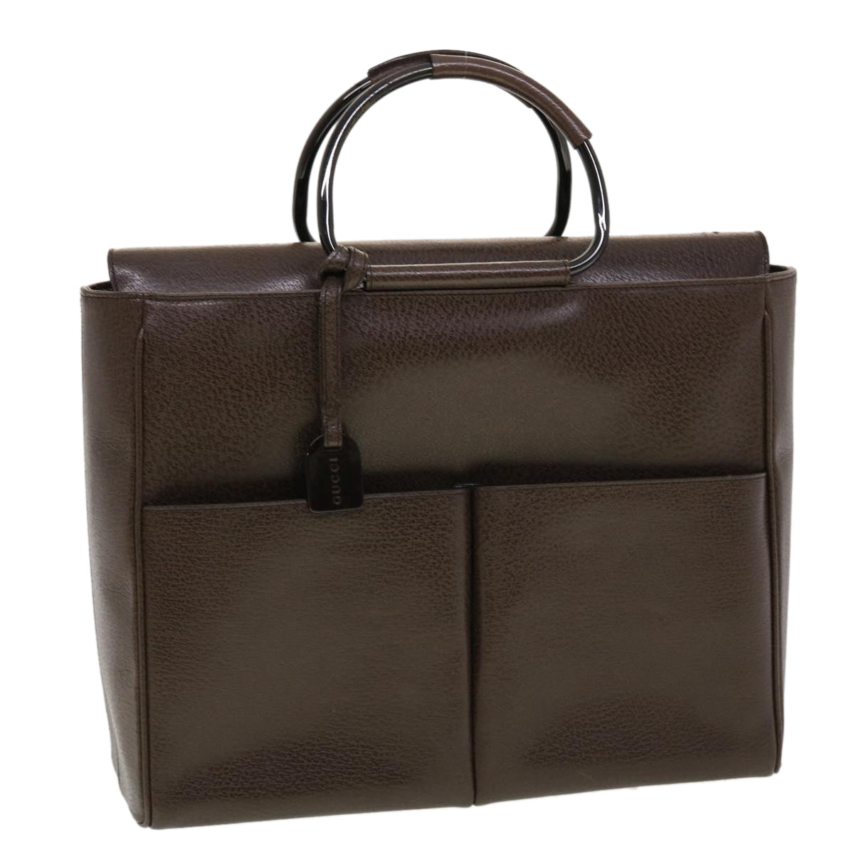 GUCCI Hand Bag Leather Brown 00237541313 bs5271