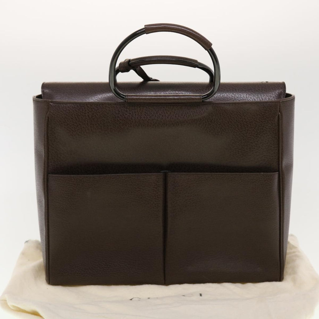 GUCCI Hand Bag Leather Brown 00237541313 bs5271