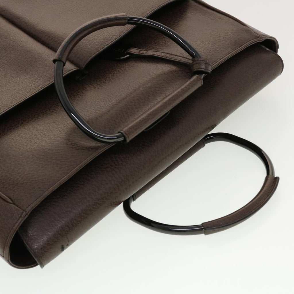 GUCCI Hand Bag Leather Brown 00237541313 bs5271