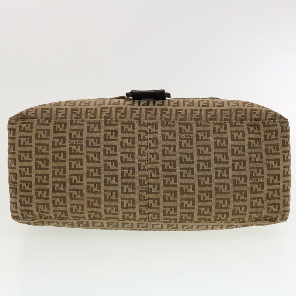 FENDI Zucchino Canvas Mamma Baguette Shoulder Bag Brown bs5280